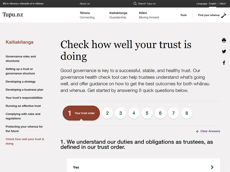 A screenshot of the Tupu.nz "Check how well your trust is doing" tool.