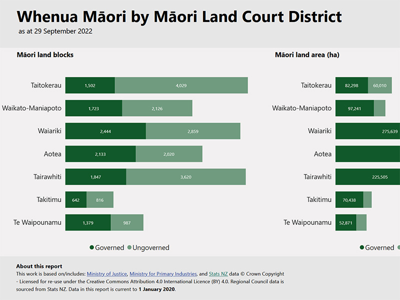 Screenshot of Māori land report.